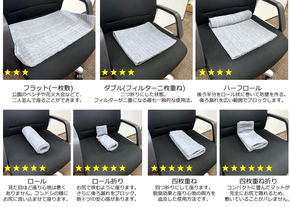 コンパクトサイズのおならマット